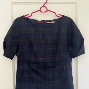 MM Lafleur Navy Checkered Blouse